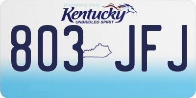 KY license plate 803JFJ