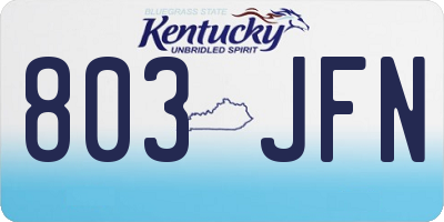 KY license plate 803JFN
