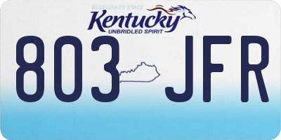 KY license plate 803JFR