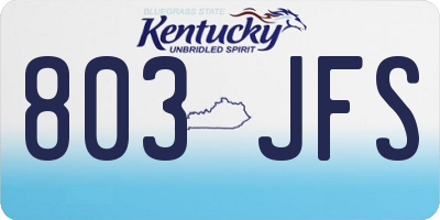 KY license plate 803JFS