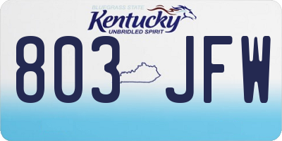 KY license plate 803JFW