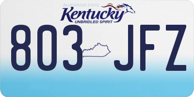 KY license plate 803JFZ