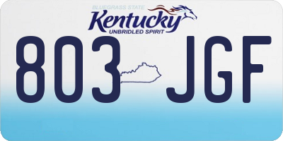 KY license plate 803JGF