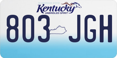 KY license plate 803JGH