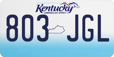 KY license plate 803JGL