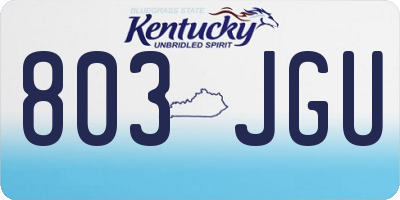 KY license plate 803JGU