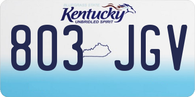 KY license plate 803JGV