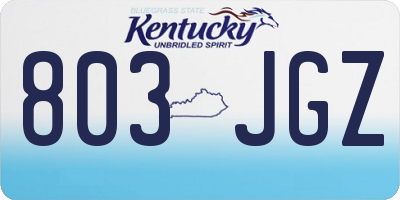 KY license plate 803JGZ