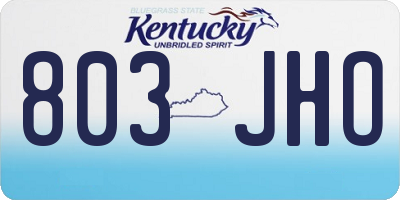 KY license plate 803JHO