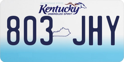 KY license plate 803JHY