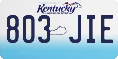 KY license plate 803JIE