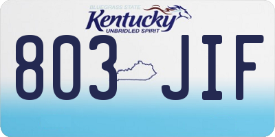 KY license plate 803JIF
