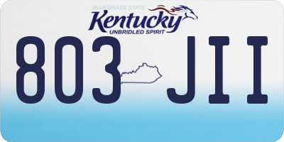KY license plate 803JII