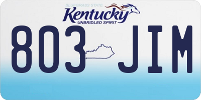 KY license plate 803JIM