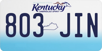 KY license plate 803JIN