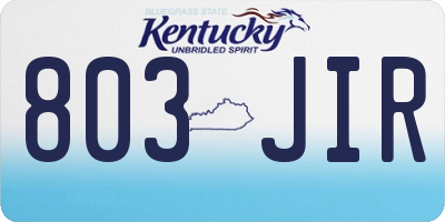 KY license plate 803JIR