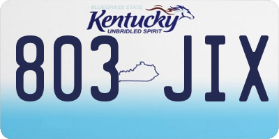 KY license plate 803JIX