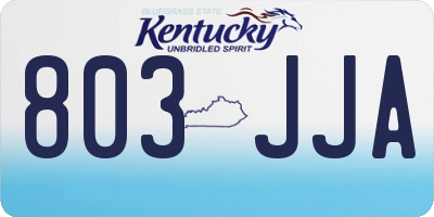 KY license plate 803JJA
