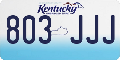 KY license plate 803JJJ