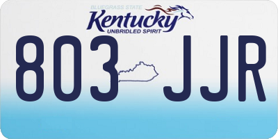 KY license plate 803JJR