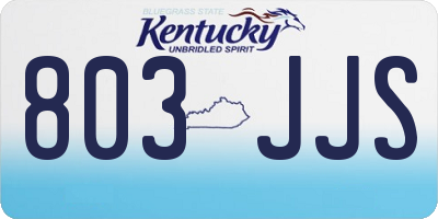 KY license plate 803JJS