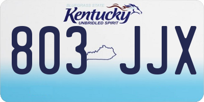 KY license plate 803JJX