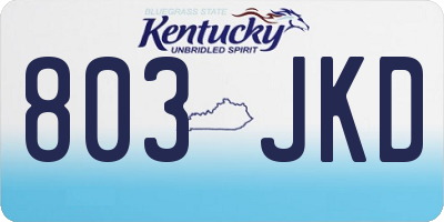 KY license plate 803JKD