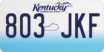 KY license plate 803JKF