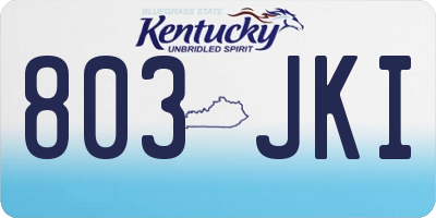 KY license plate 803JKI