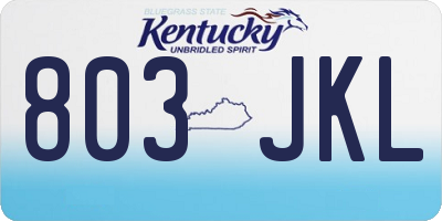 KY license plate 803JKL