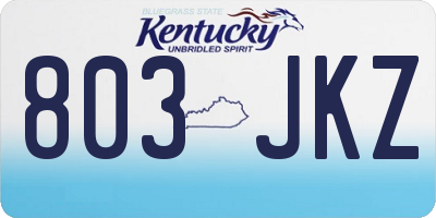 KY license plate 803JKZ