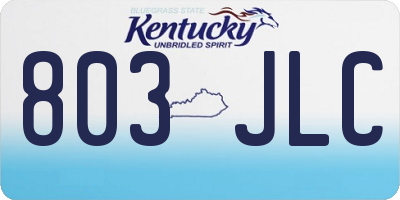 KY license plate 803JLC