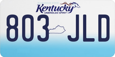 KY license plate 803JLD