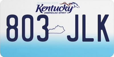 KY license plate 803JLK