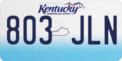 KY license plate 803JLN