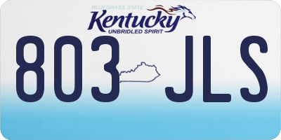 KY license plate 803JLS