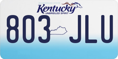 KY license plate 803JLU