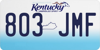 KY license plate 803JMF