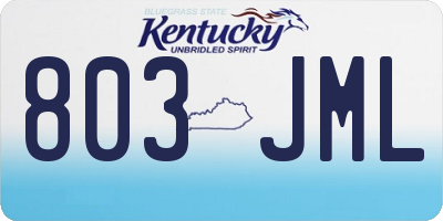 KY license plate 803JML