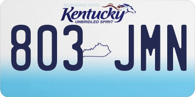 KY license plate 803JMN