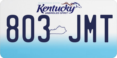 KY license plate 803JMT