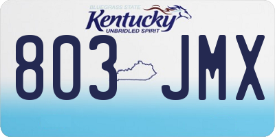 KY license plate 803JMX