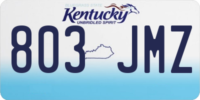 KY license plate 803JMZ