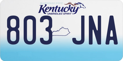 KY license plate 803JNA
