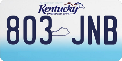 KY license plate 803JNB