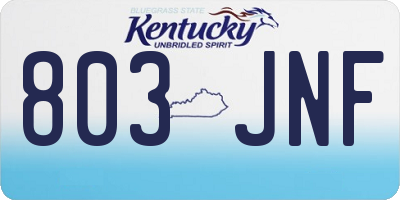 KY license plate 803JNF