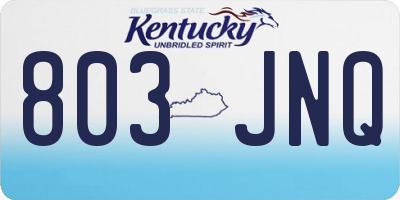 KY license plate 803JNQ