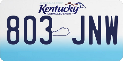 KY license plate 803JNW