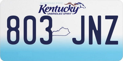 KY license plate 803JNZ