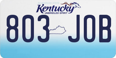 KY license plate 803JOB